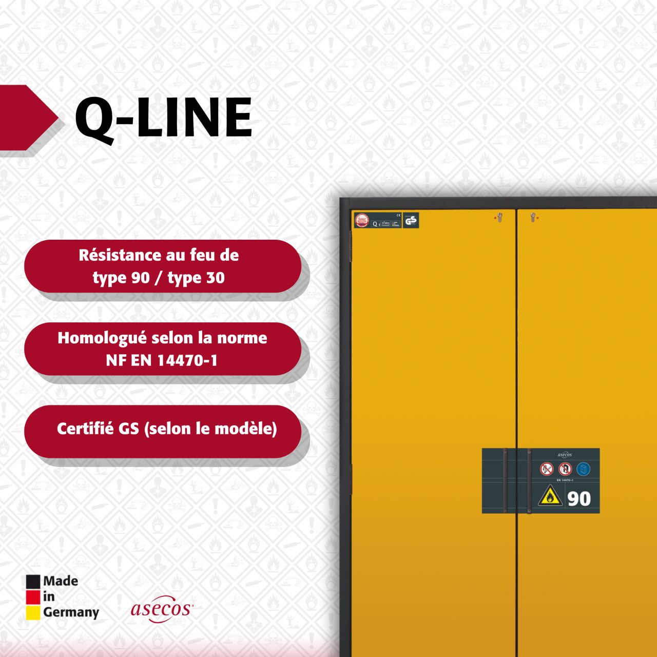 Armoire de sécurité Q-LINE asecos pour le stockage de produits inflammables
