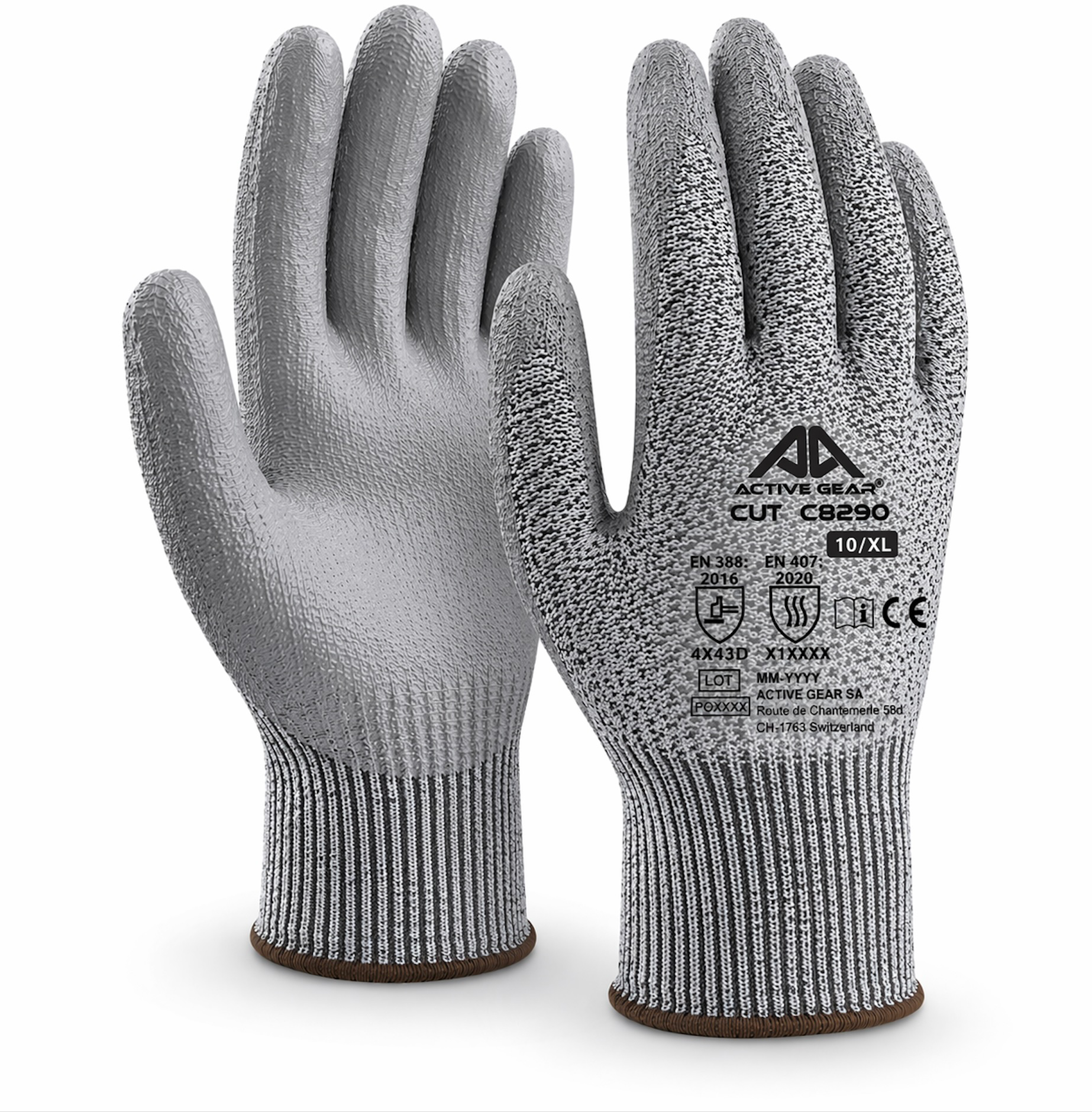 Gants de protection contre les coupures HPPE PU gris EN388 C8290NP