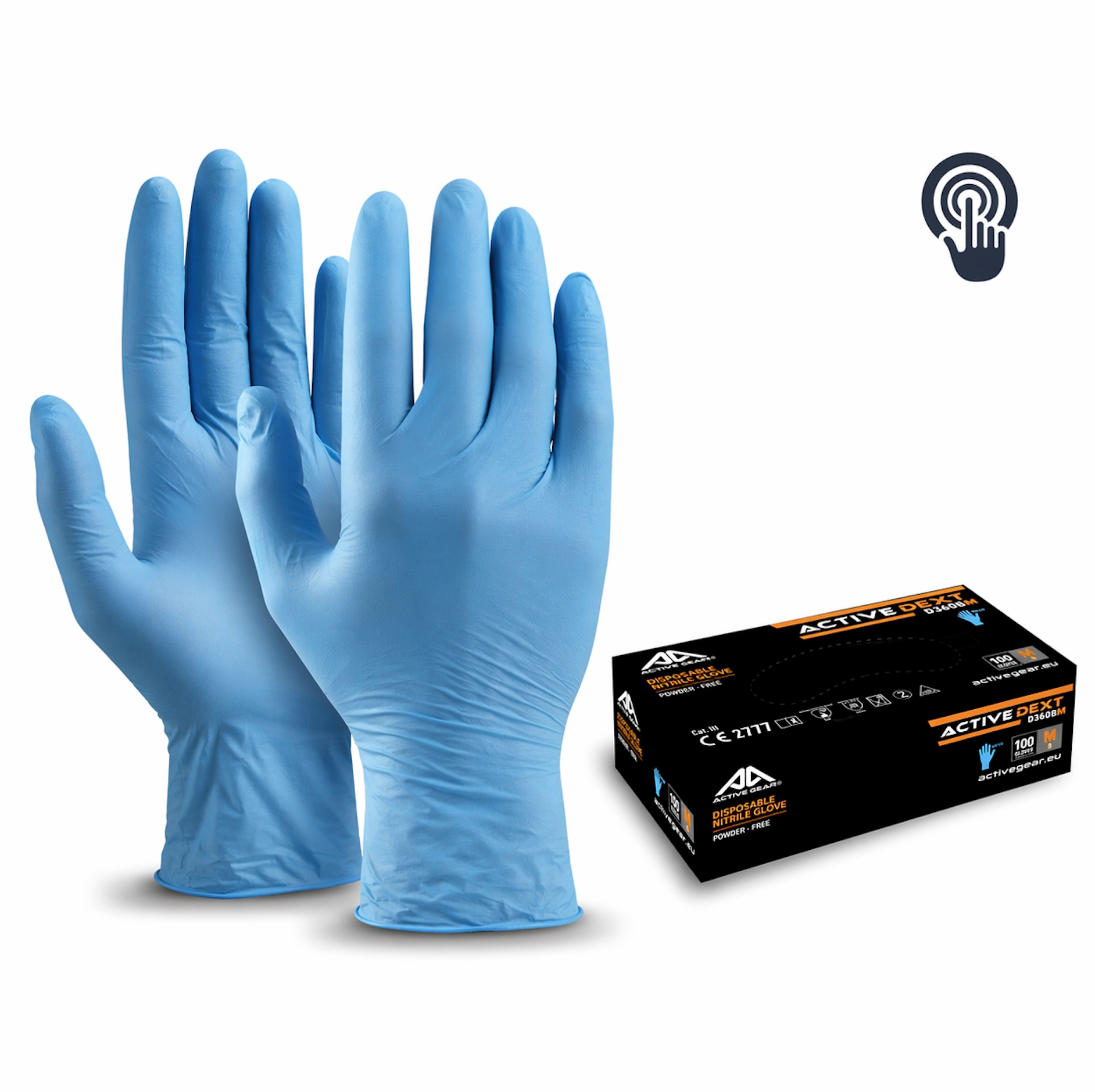 Gants nitrile bleu non poudré EN ISO 374-1 Type B/KPT 100 pièces