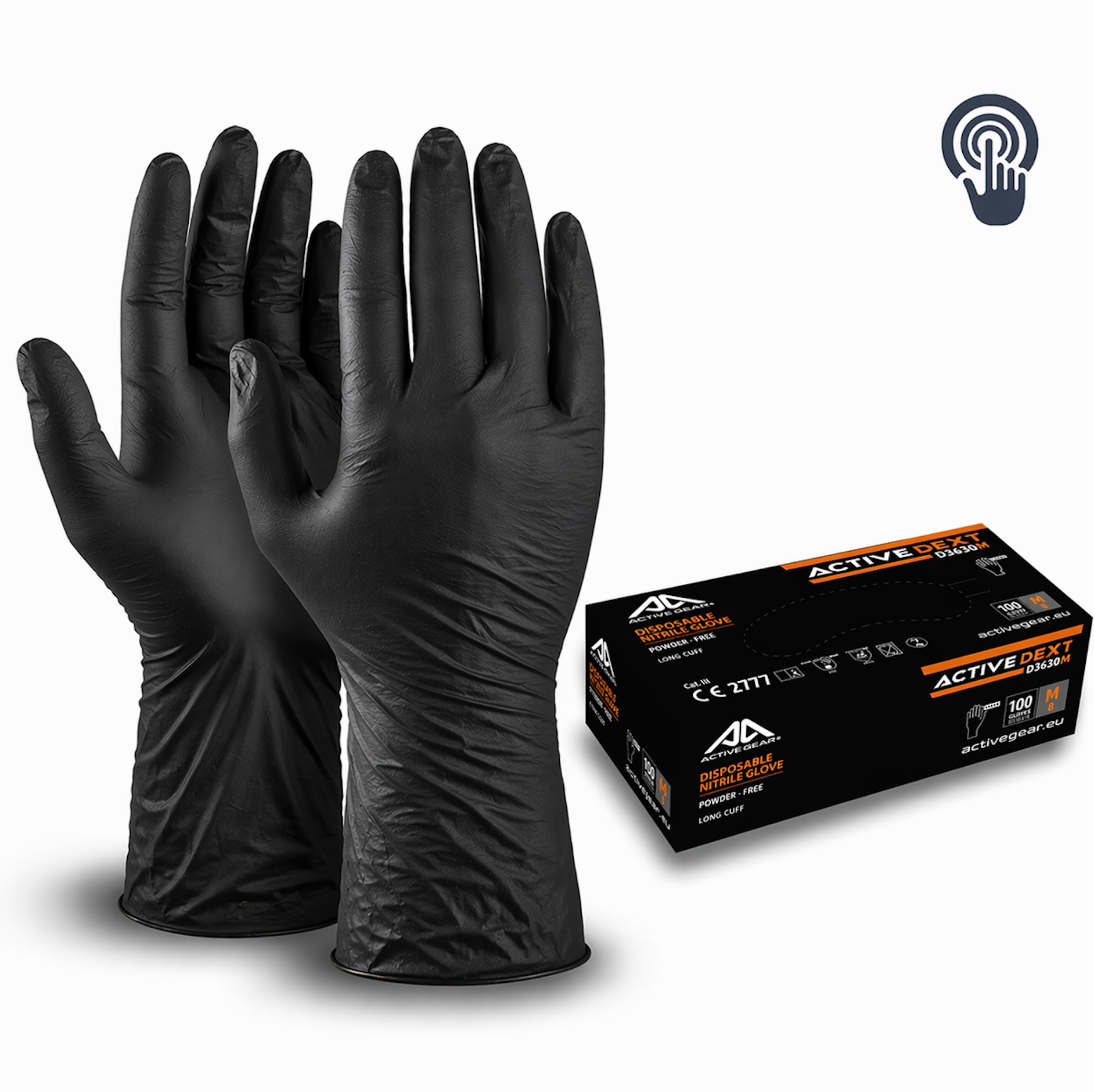 Gants de protection nitrile noir manchette longue DEXT D3630