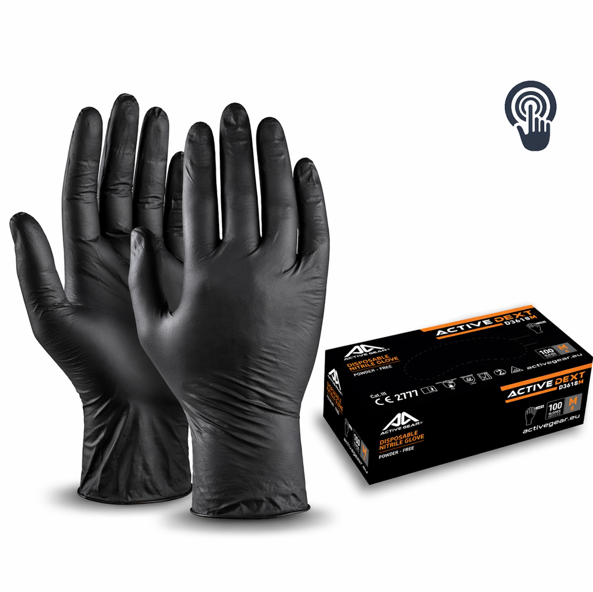 Gants nitrile noir DEXT D3660 protection chimique type B/KPT