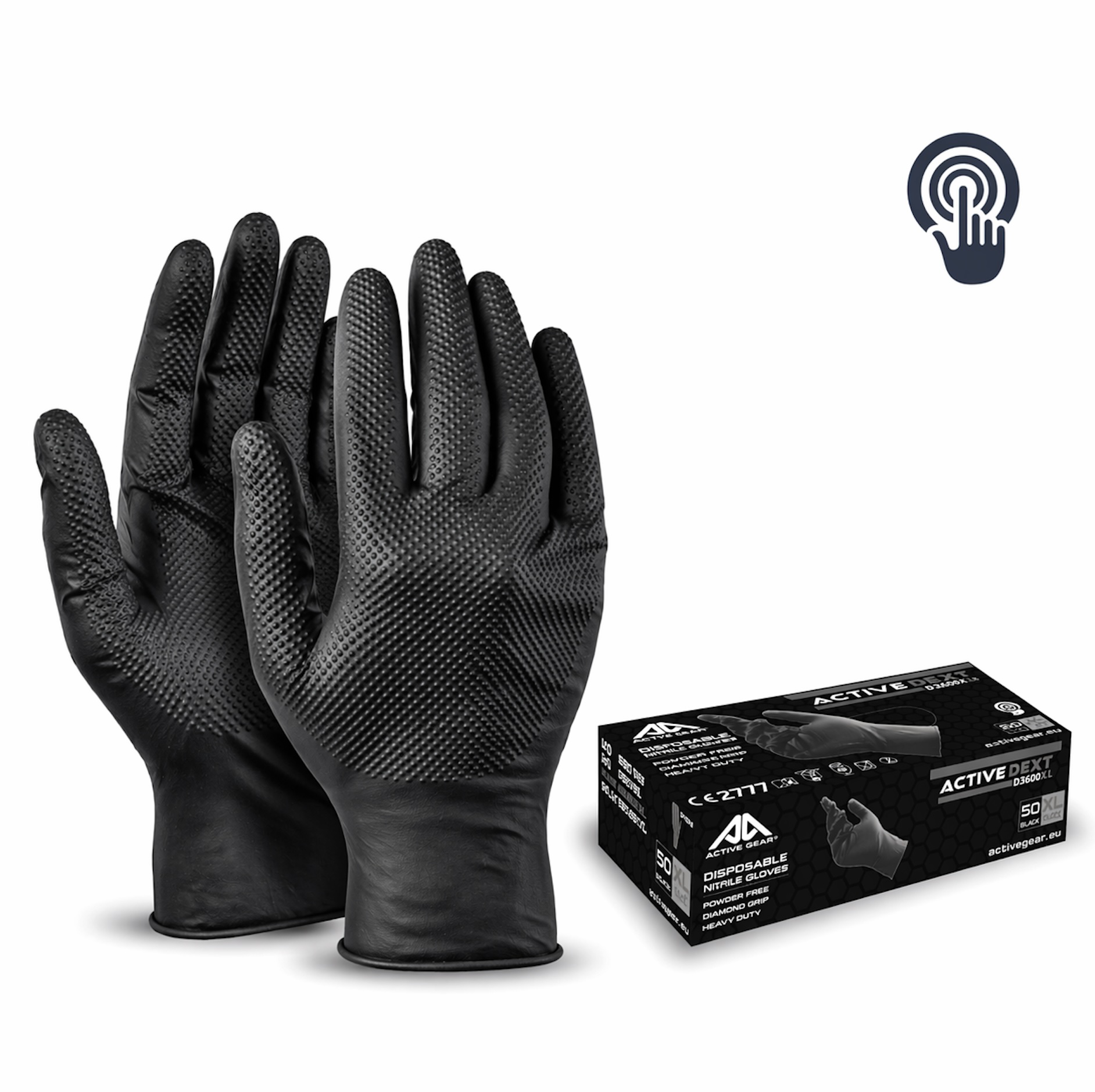 Gants nitrile noir Diamond Grip Type B/KPT non poudré 50 pcs