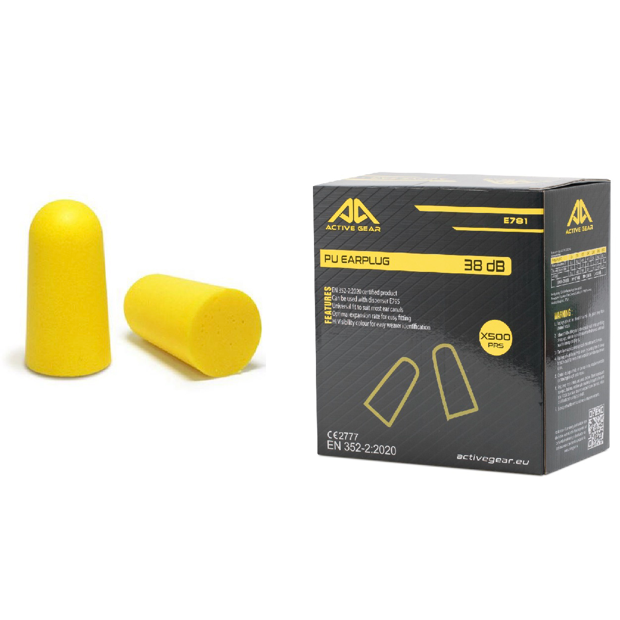 Bouchons d'oreille mousse PU SNR 38 dB protection auditive