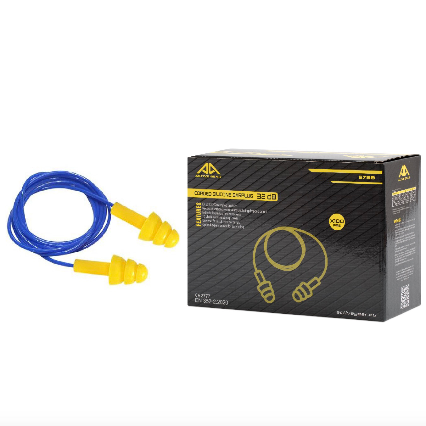 Bouchon d'oreille polymère SNR 32 dB avec cordon ACTIVE GEAR E788