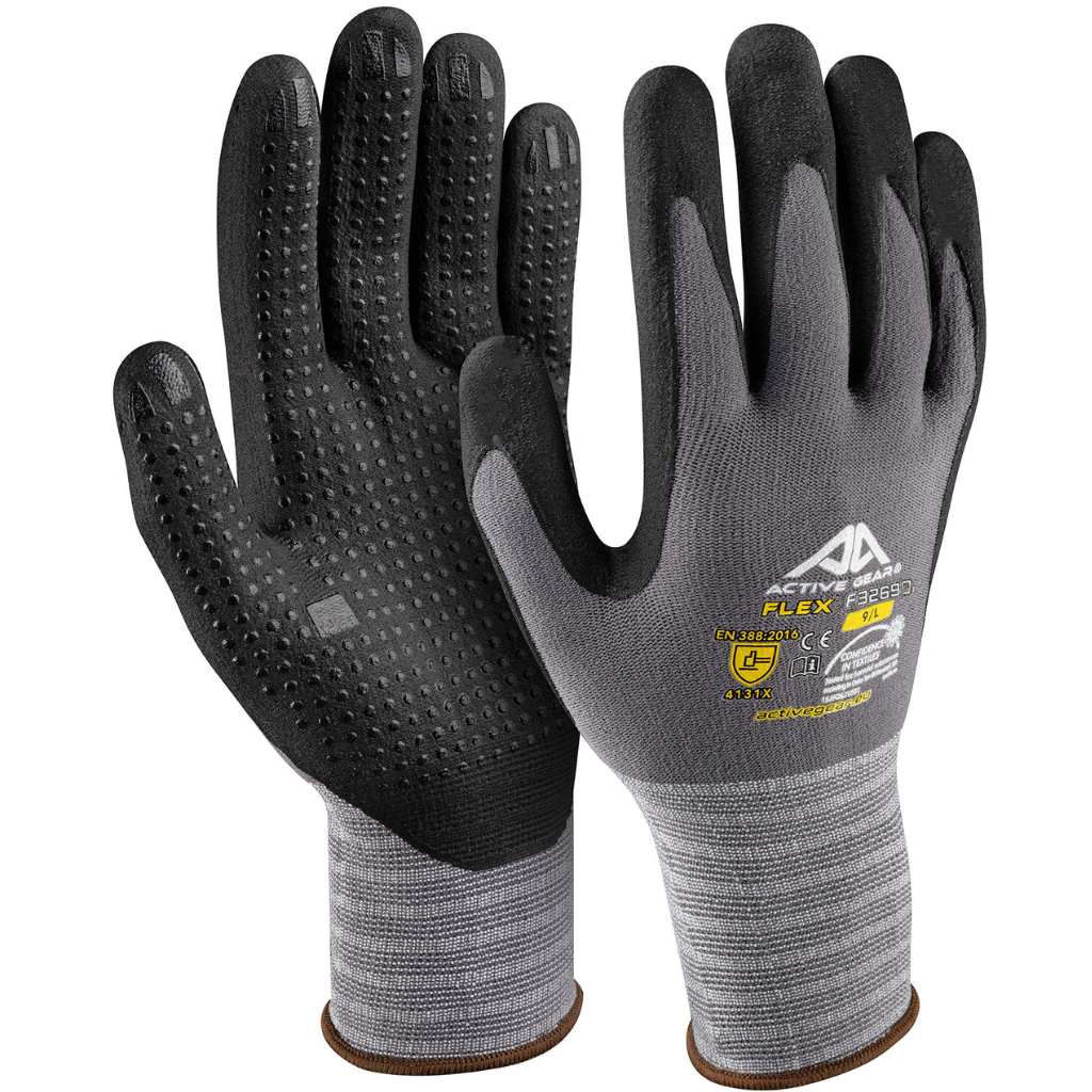 Gants de protection ACTIVE GEAR FLEX F3270D nitrile noir picots