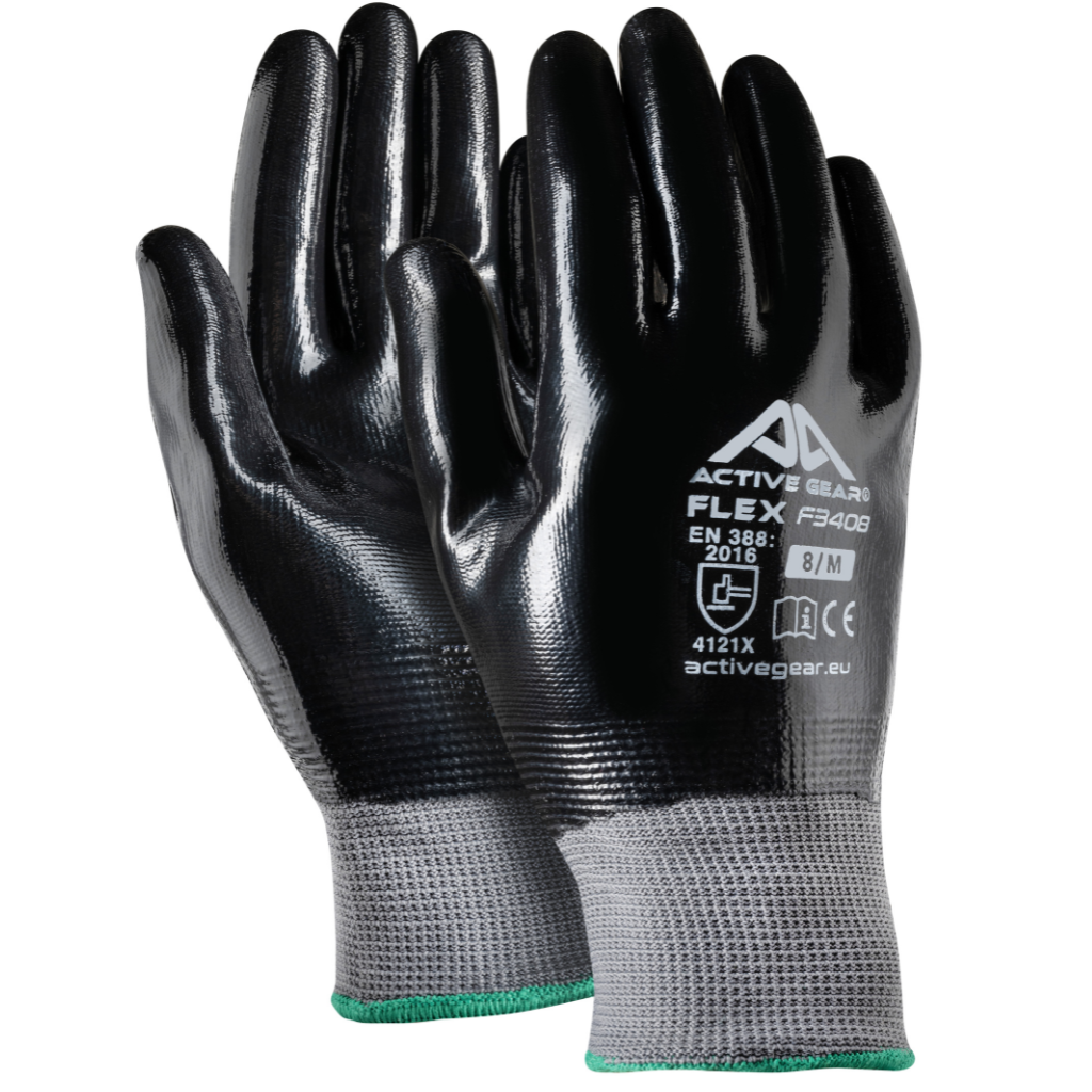 Gants de protection nitrile noir polyester 13G FLEX F3410NP