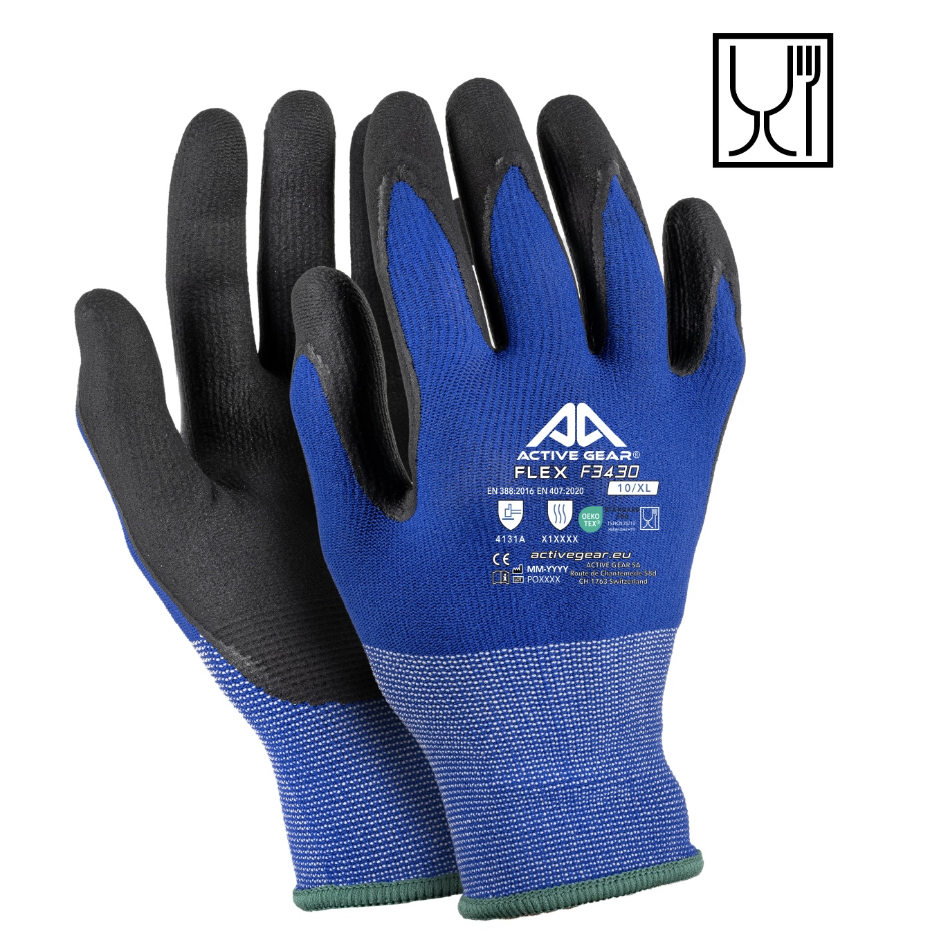Gants de protection alimentaire FLEX F3430 norme EN388 nitrile respirant