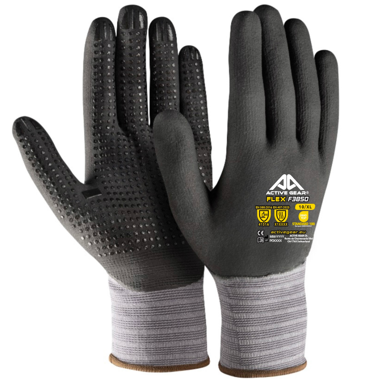 Gants de protection ACTIVE GEAR FLEX F3850 nylon spandex nitrile
