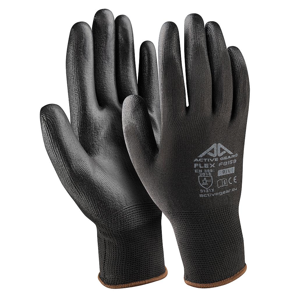 Gants de protection polyester 13G PU noir FLEX F8160 EN388