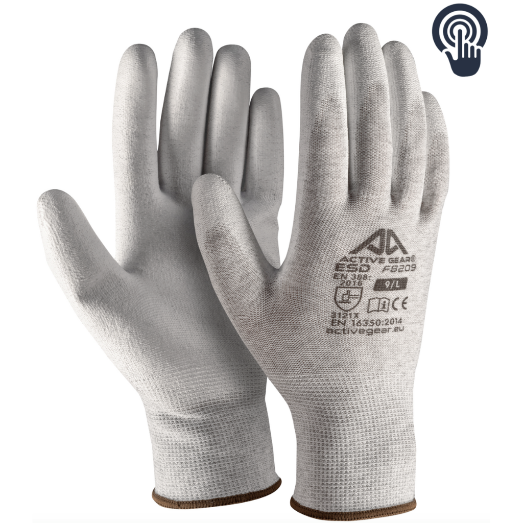 Gants ESD antistatiques 13G polyester carbon protection paume
