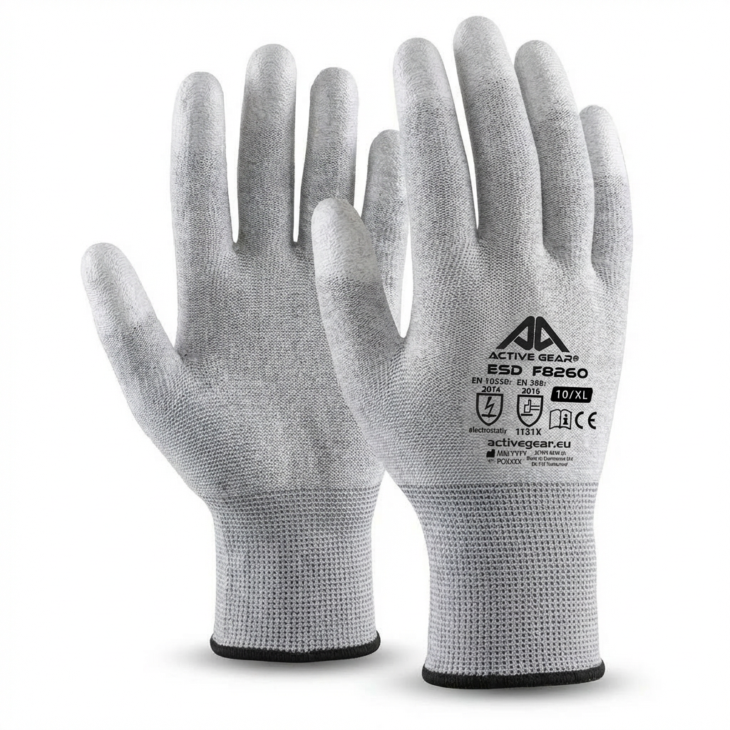 Gants de protection ESD antistatiques 13G polyester carbon PU