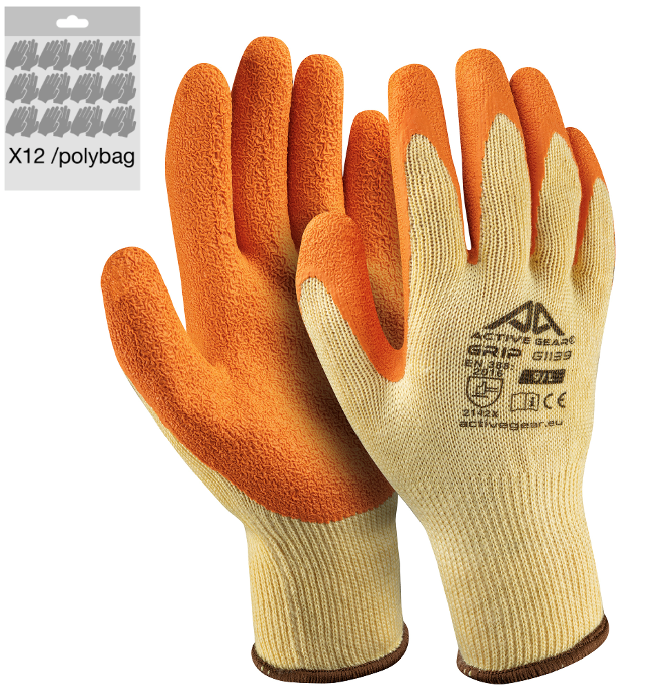 Gants de protection polyester latex crêpé orange EN388 2016 A1 2018