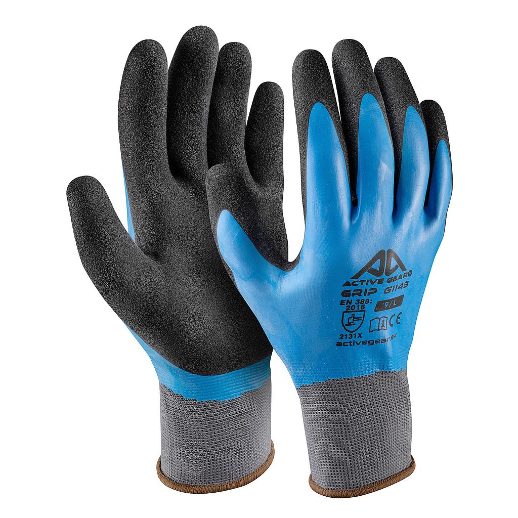 Gants de protection GRIP G1150 latex bleu noir polyester 13G