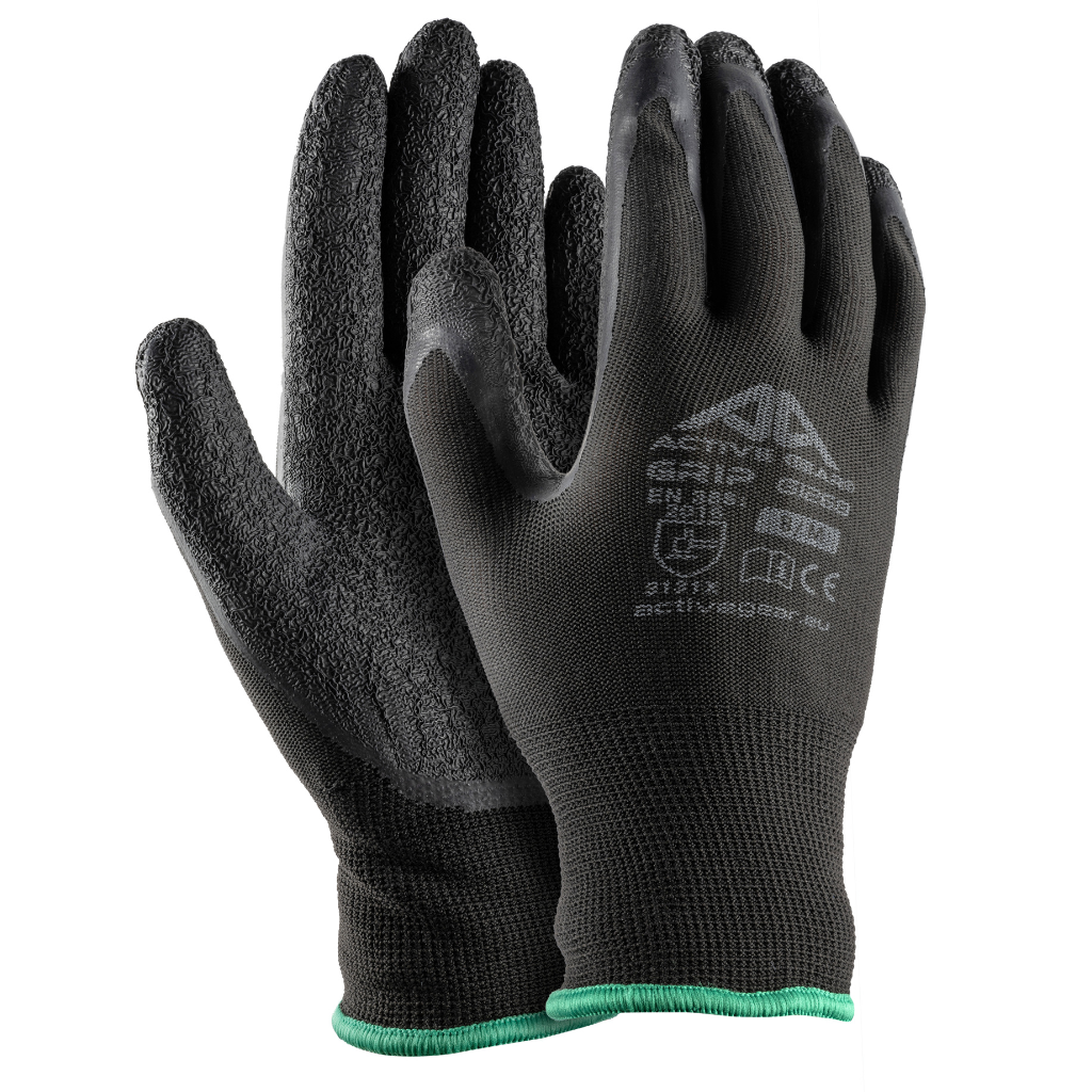 Gants de protection polyester latex crêpe noir EN388 GRIP G1270NP x12