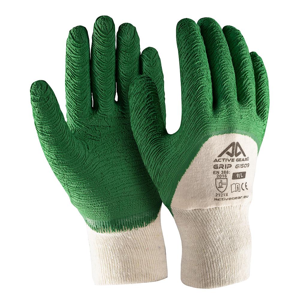 Gants de protection GRIP G1510 latex vert norme EN388 coton