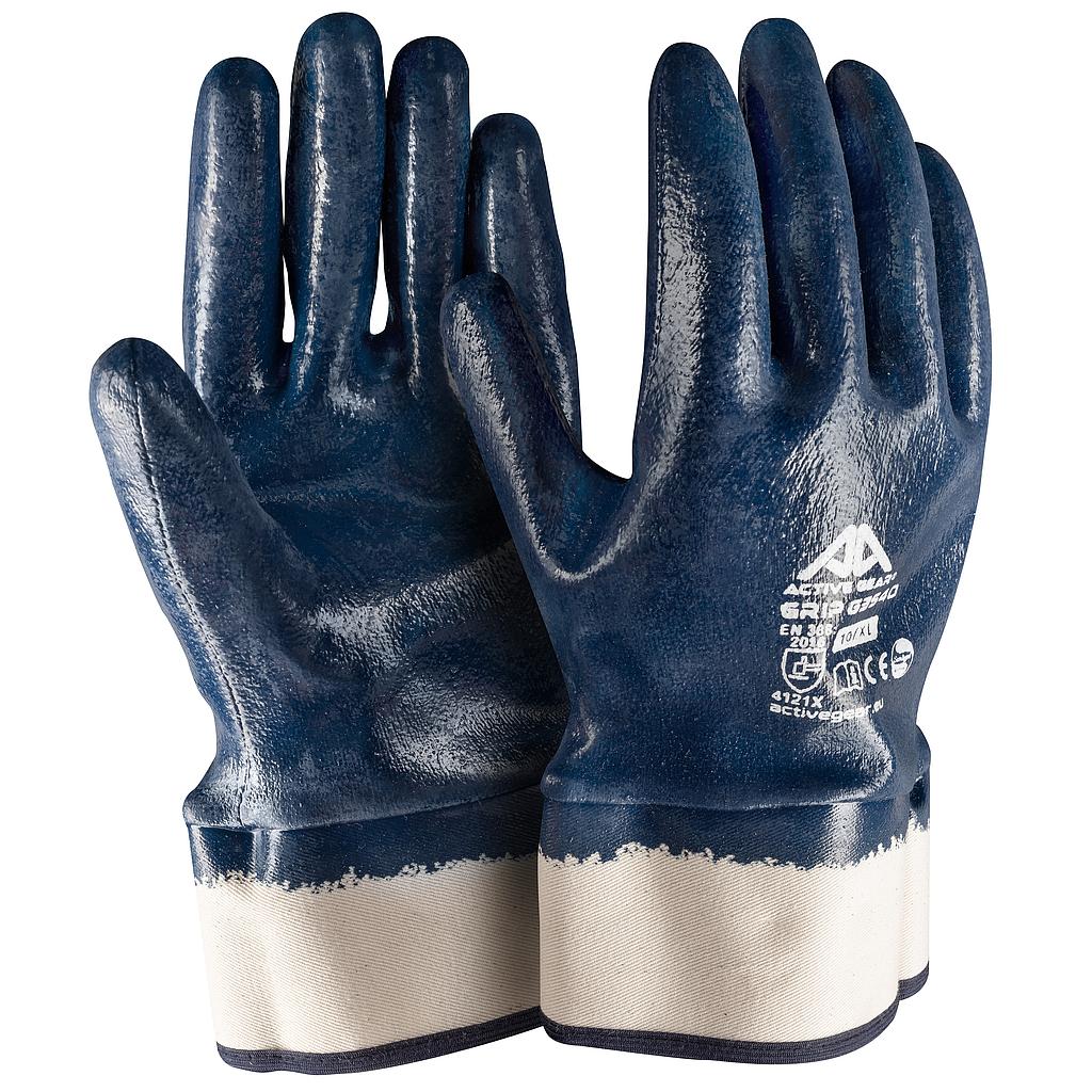 Gants de protection nitrile bleu GRIP G3540 avec poignet sécurité