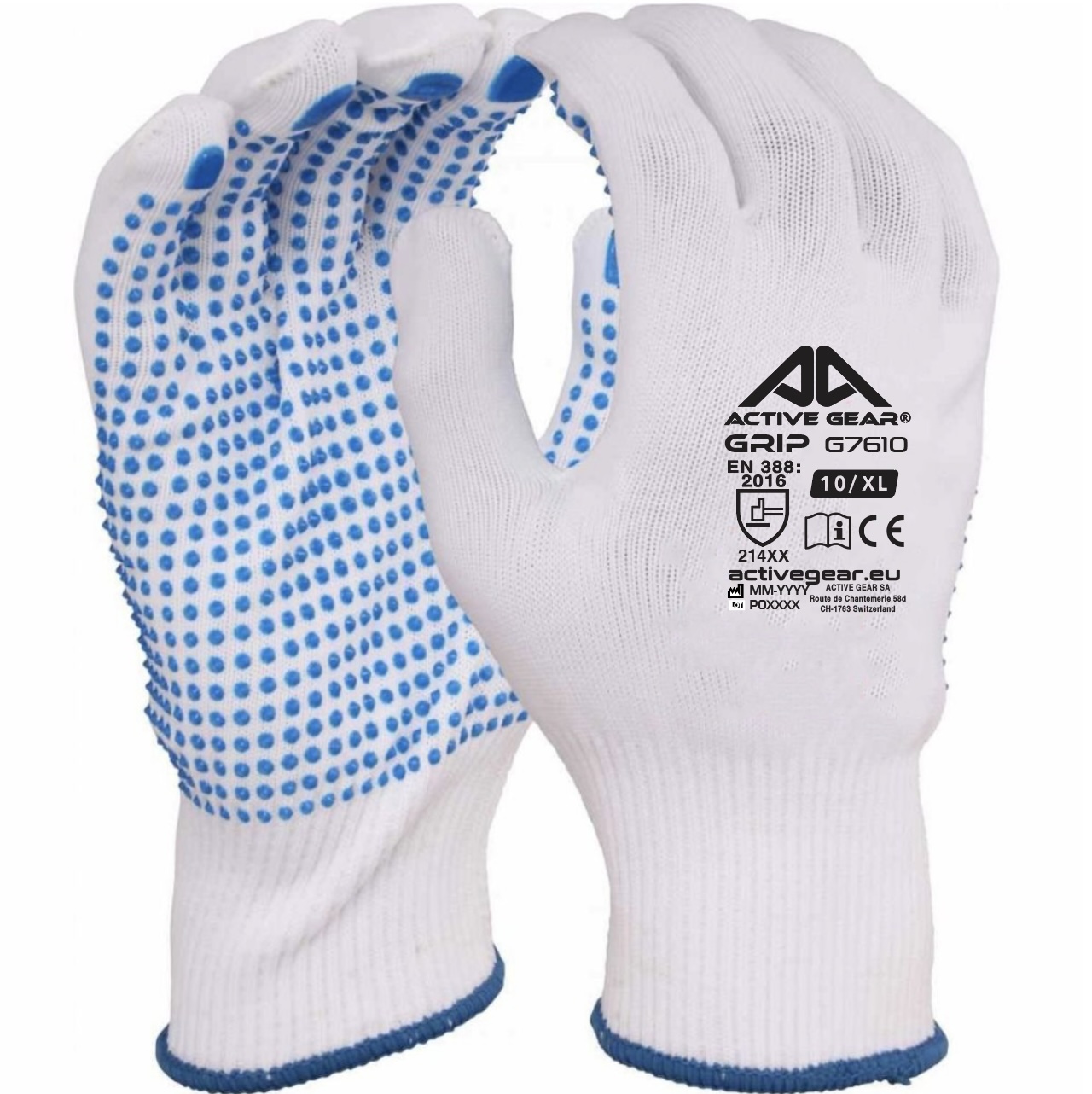 Gants de protection polyester GRIP G7610NP avec points PVC bleu
