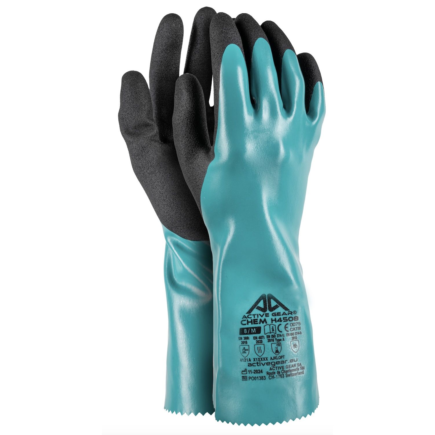 Gants de protection chimique ACTIVE GEAR® H4510 18G nylon nitrile 33cm