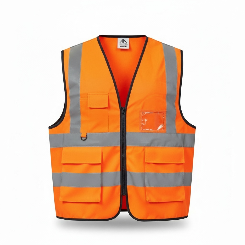 Gilet de sécurité haute visibilité orange classe 2 multi-poches professionnel