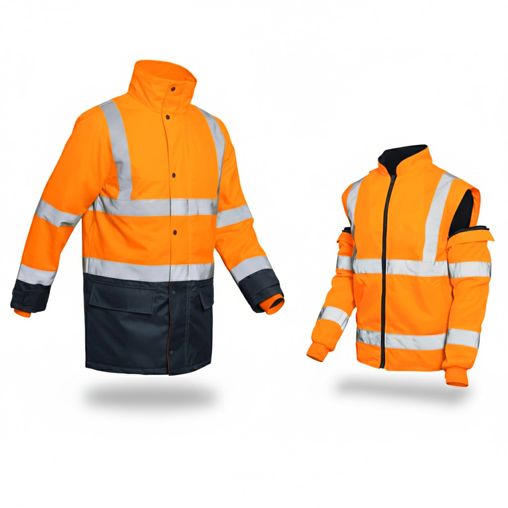 Parka haute visibilité Class 3 Reflect HV Orange Navy avec doublure polaire amovible