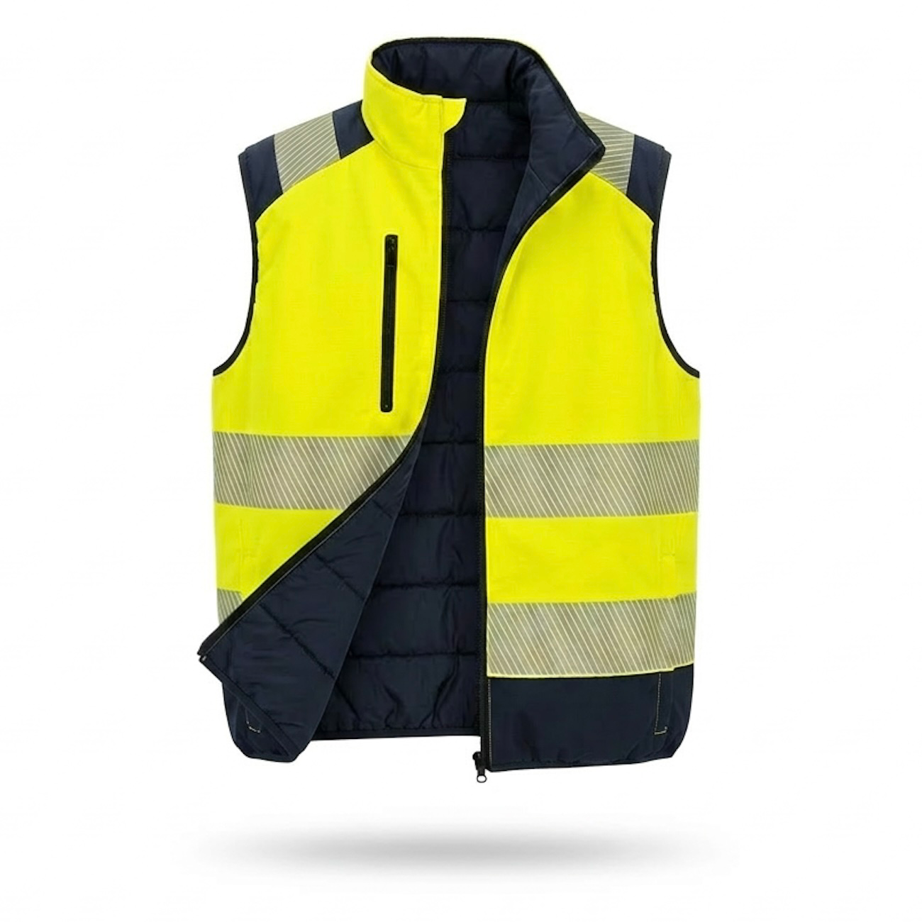 Gilet réversible haute visibilité Classe 2 jaune marine protection travail - Strato HV Reversible Yellow/Navy