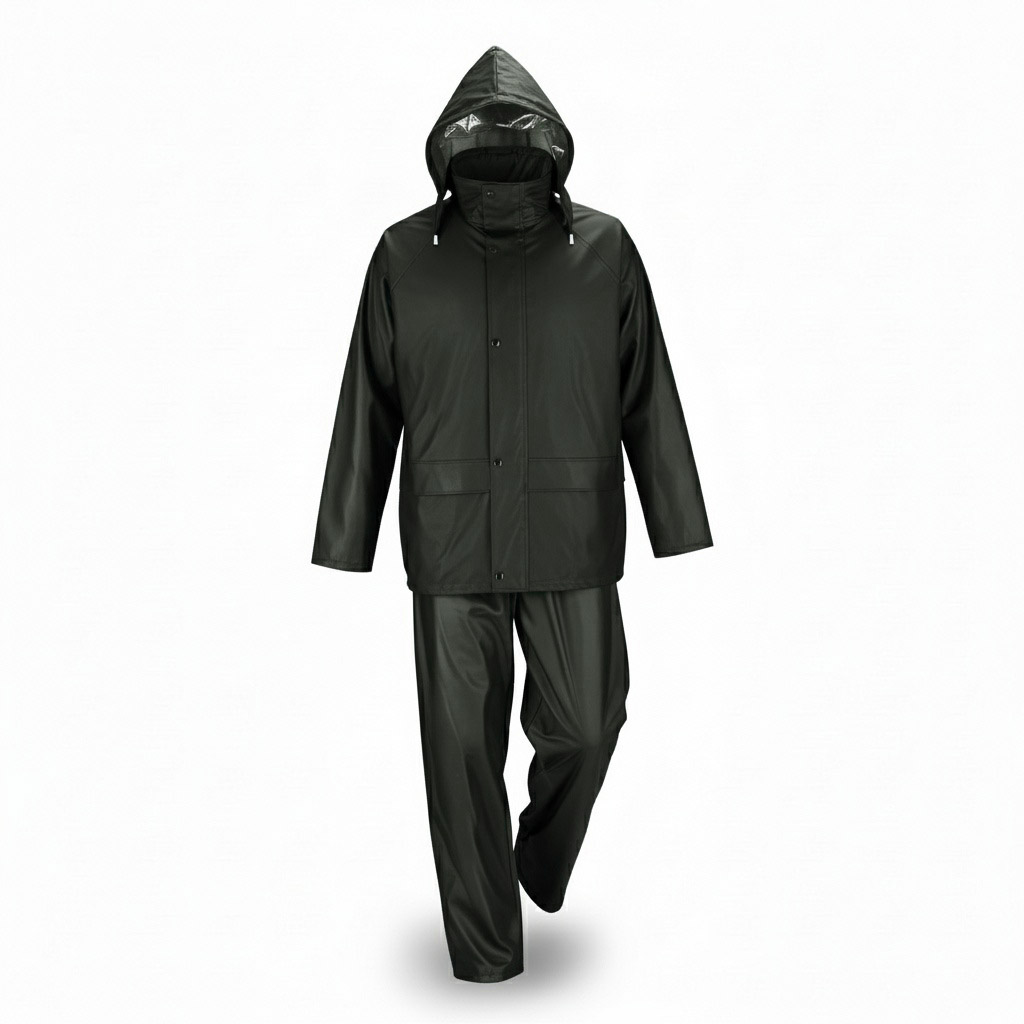 Ensemble de pluie vert PU/PVC 310g/m² – Vêtements de protection imperméables