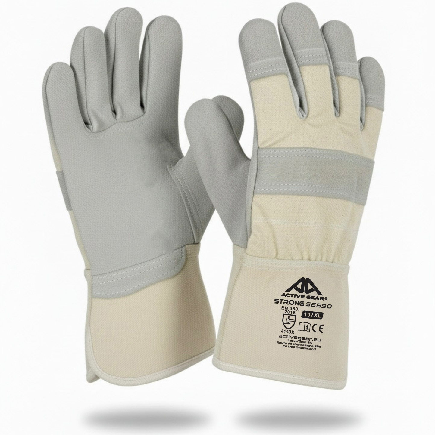 Gants de protection cuir bovin EN388 4143X manchette coton