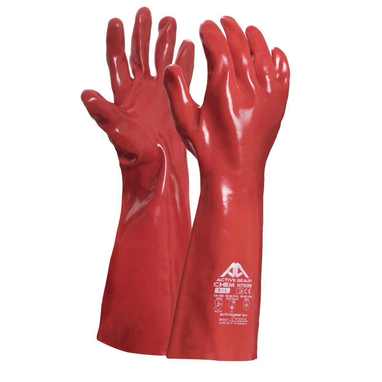 Gants de protection chimique ACTIVE GEAR CHEM H7240 coton PVC 40 cm