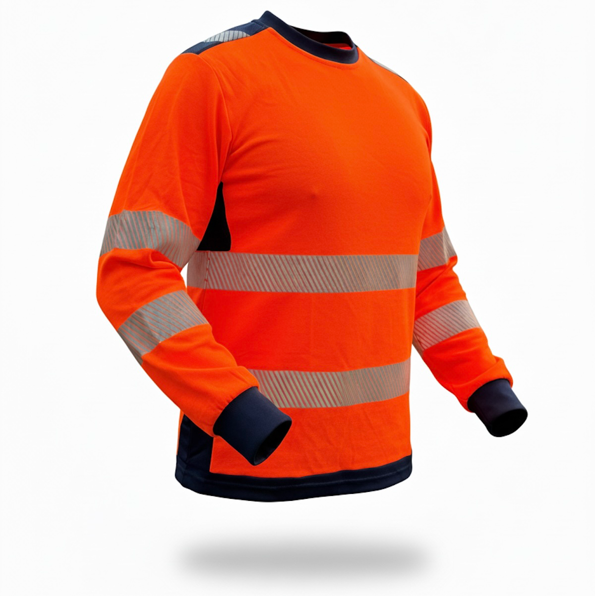 T-shirt haute visibilité manches longues Classe 3 UPF 50+ orange marine