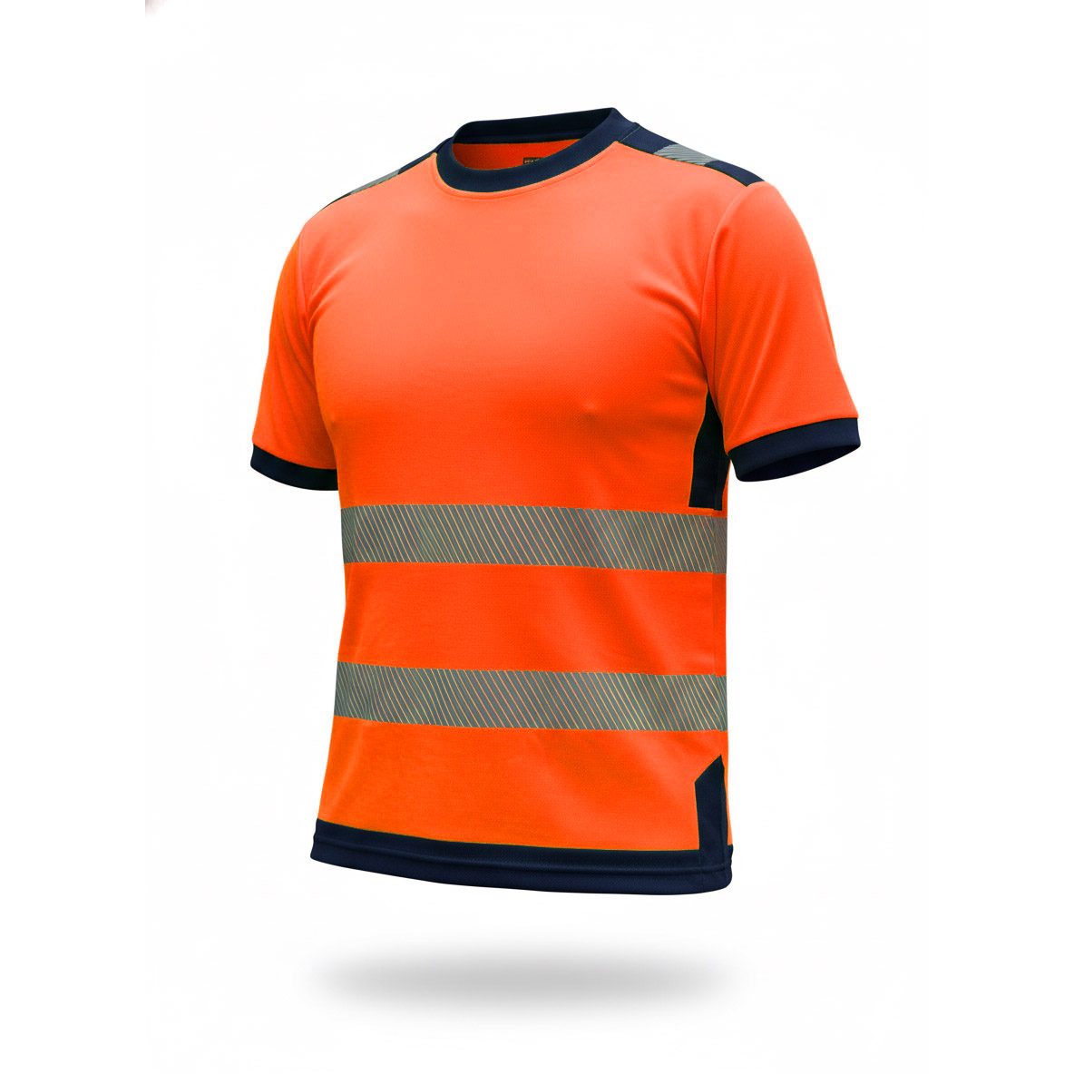 T-shirt haute visibilité classe 2 orange navy UPF 50+ protection UV