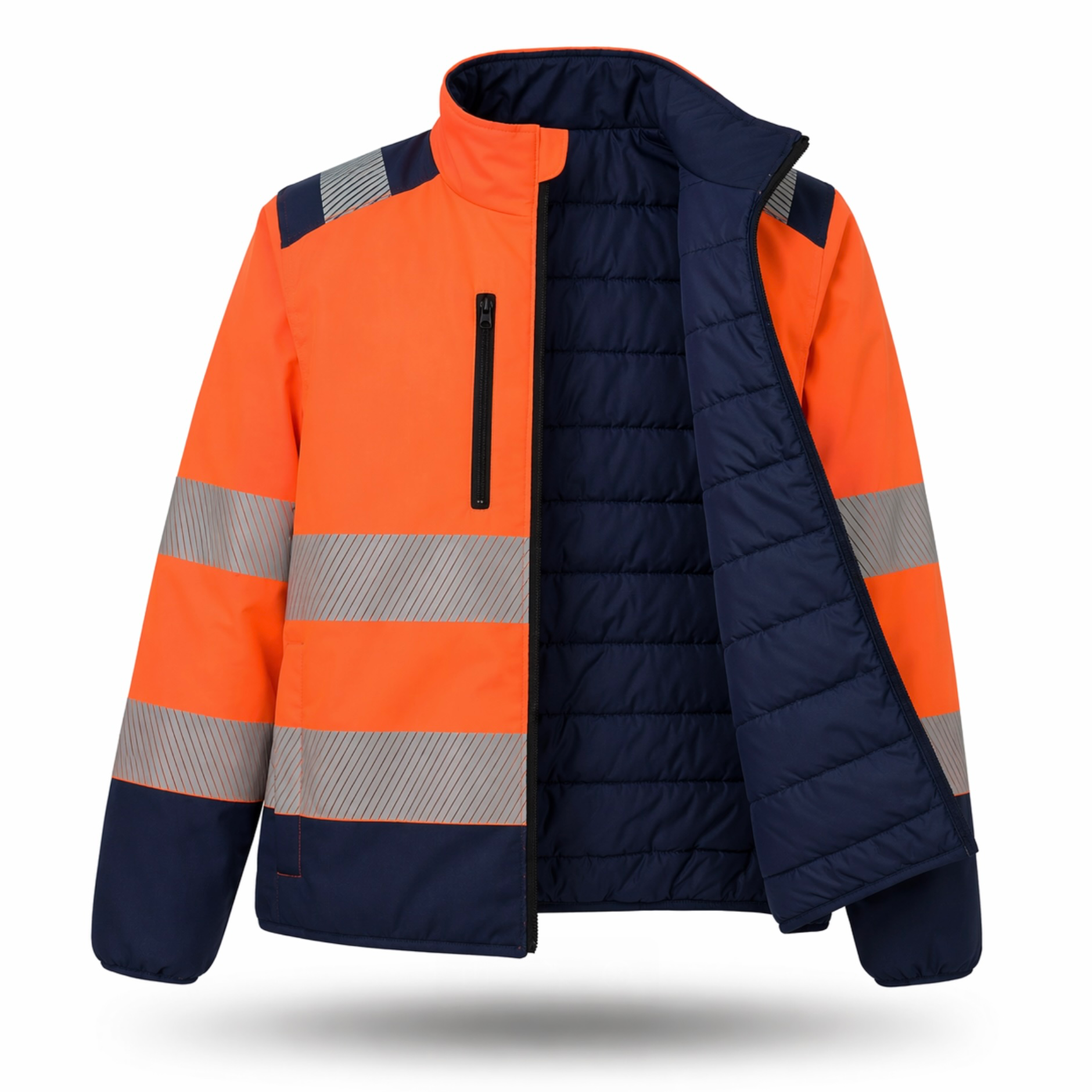 Blouson Haute Visibilité Réversible Classe 3 Orange Navy Professionnel