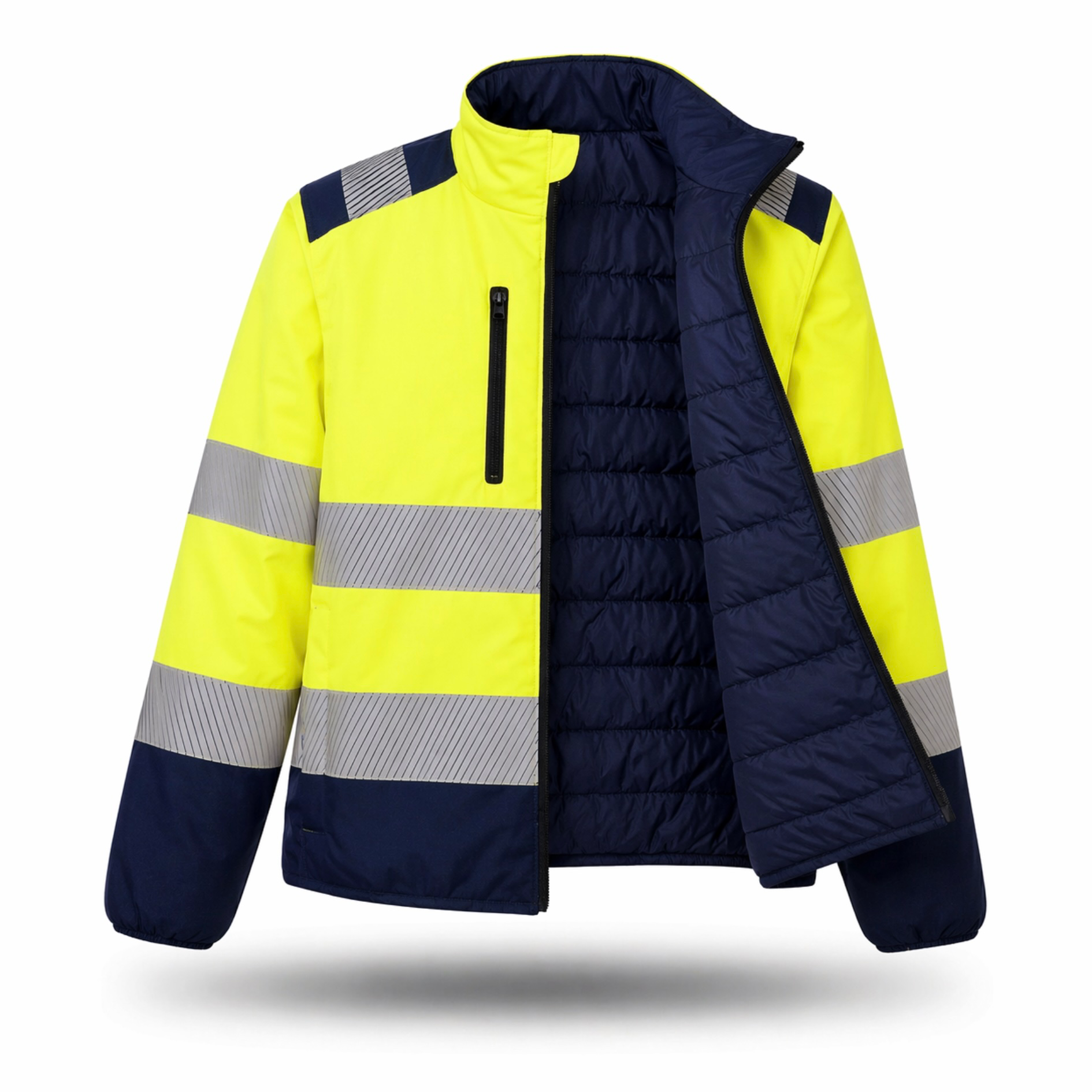 Blouson Bomber Réversible Haute Visibilité Classe 3 Jaune Marine Professionnel