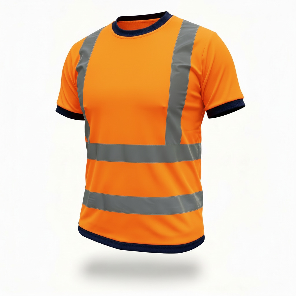 T-shirt haute visibilité classe 2 orange marine polyester léger chantier
